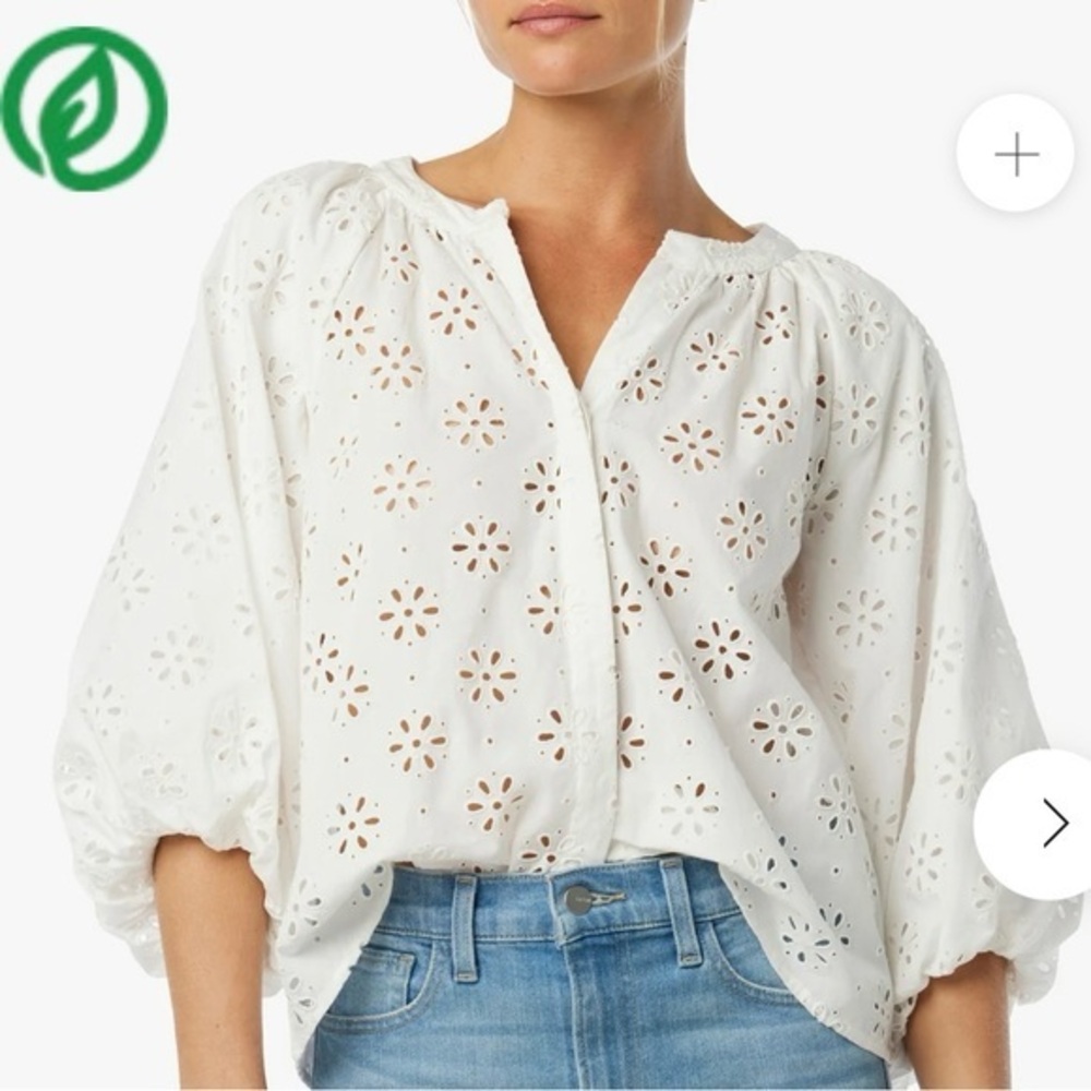 Joe’s The Andie Broderie Boho Blouse White Eyelet Size Small